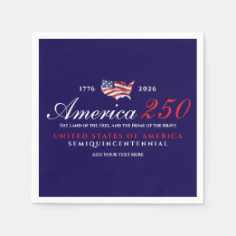 America 250 Land of Free Home Brave Patriotic Blue Napkins