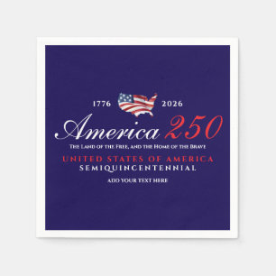 America 250 Land of Free Home Brave Patriotic Blue Napkins