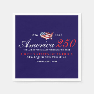 America 250 Land of Free Home Brave Patriotic Blue Napkins