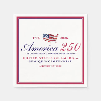 America 250 Land of Free Home Brave Red Patriotic Napkins