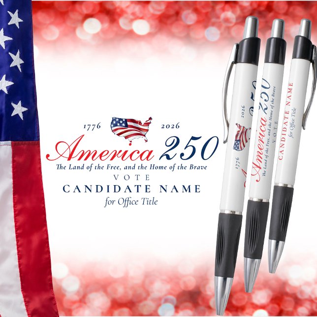 America 250 Land of Free Home of Brave Patriotic Pen (Land of the Free Home of the Brave America 250 Patriotic Election Campaign Donors Volunteers Staff)