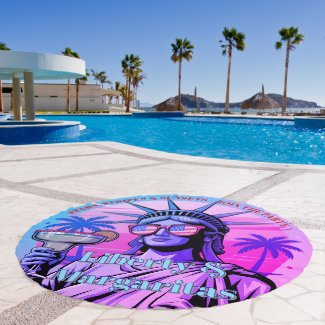 America 250 Liberty & Margaritas Patriotic Round Beach Towel
