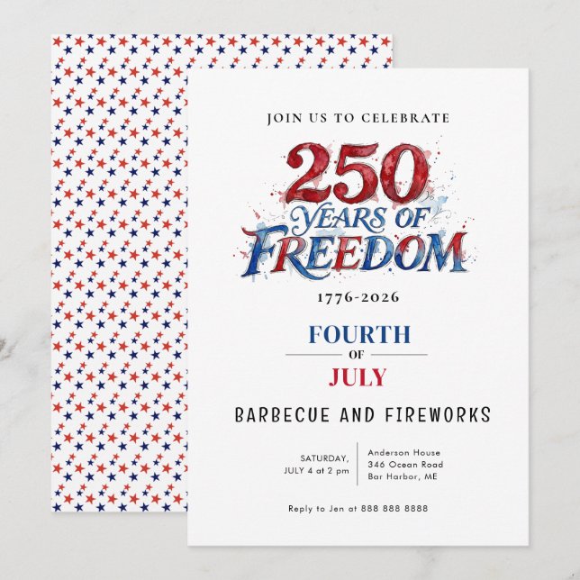 America 250 Party Celebration  Invitation (Front/Back)