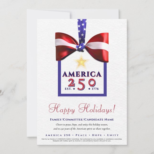 America 250 Patriotic 2026 Calendar Campaign Holiday Card (Front)