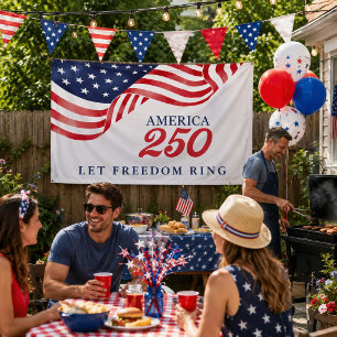 America 250 Patriotic American Flag Banner