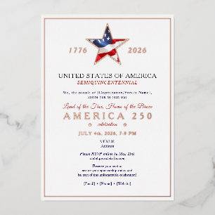 America 250 Patriotic Anniversary Fundraising Gala Foil Invitation
