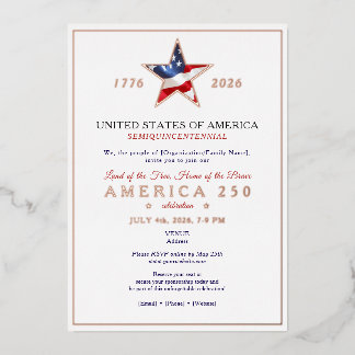 America 250 Patriotic Anniversary Fundraising Gala Foil Invitation