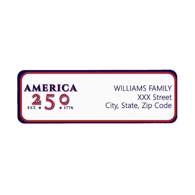 America 250 Patriotic Anniversary Label (Front)