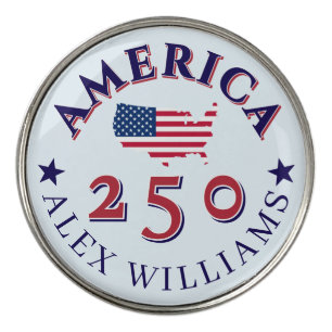 America 250 Patriotic Custom Name 2026 Golfer Gift Golf Ball Marker
