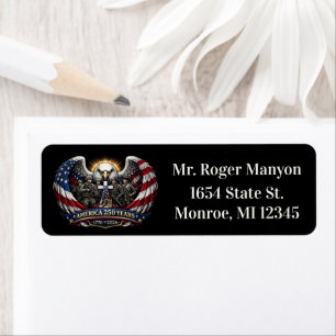America 250 Patriotic Eagle and Military Tribute  Label