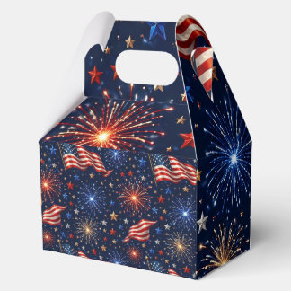 America 250 Patriotic Fireworks Flag Pattern Favor Boxes