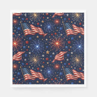 America 250 Patriotic Fireworks Flag Pattern Napkins