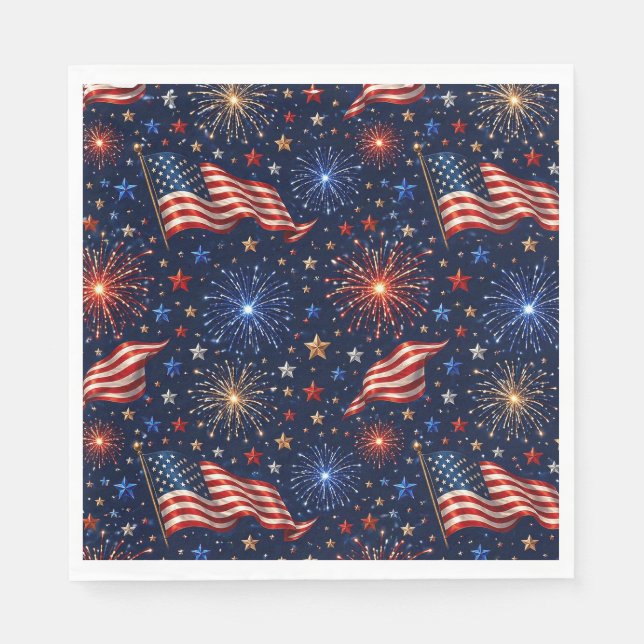 America 250 Patriotic Fireworks Flag Pattern Napkins (Front)