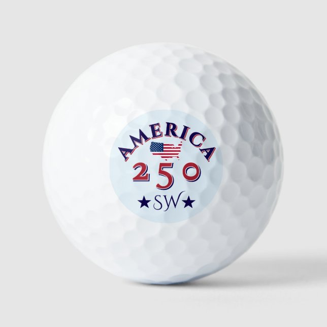 America 250 Patriotic Golf Ball Custom Monogram (Front)