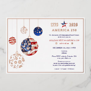 America 250 Patriotic Holiday Fête Anniversary Foil Invitation