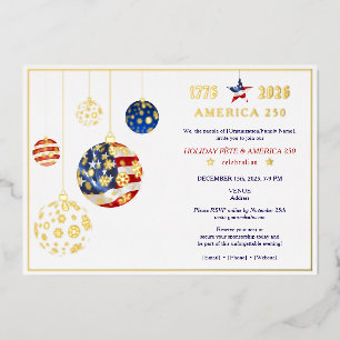 America 250 Patriotic Holiday Fête Anniversary Red Foil Invitation