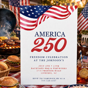 America 250 Patriotic Invitation July 4th BBQ