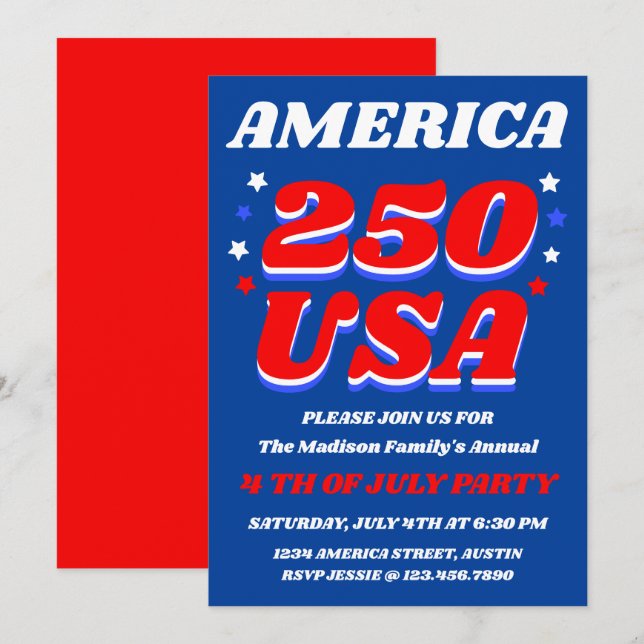 America 250 | Patriotic Party Invite (Front/Back)