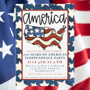 America 250 Patriotic Party / Red White & Blue USA Invitation