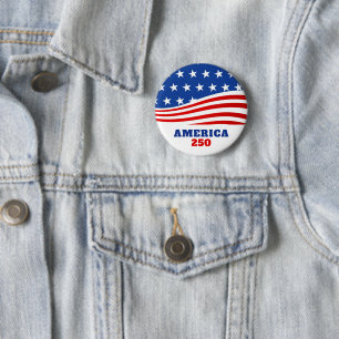 America 250 Patriotic USA Flag Button