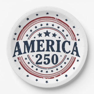 America 250 Patriotic Vintage Badge Paper Plates