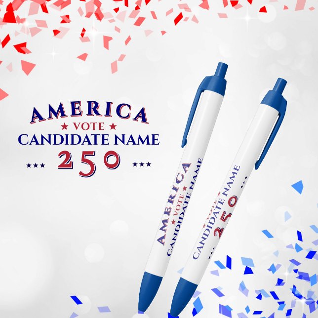 America 250 Political Election Campaign Candidate Pen (America 250 Anniversary Political Election Campaign Candidate Blue Pen Keepsake Gift Donor Volunteer)