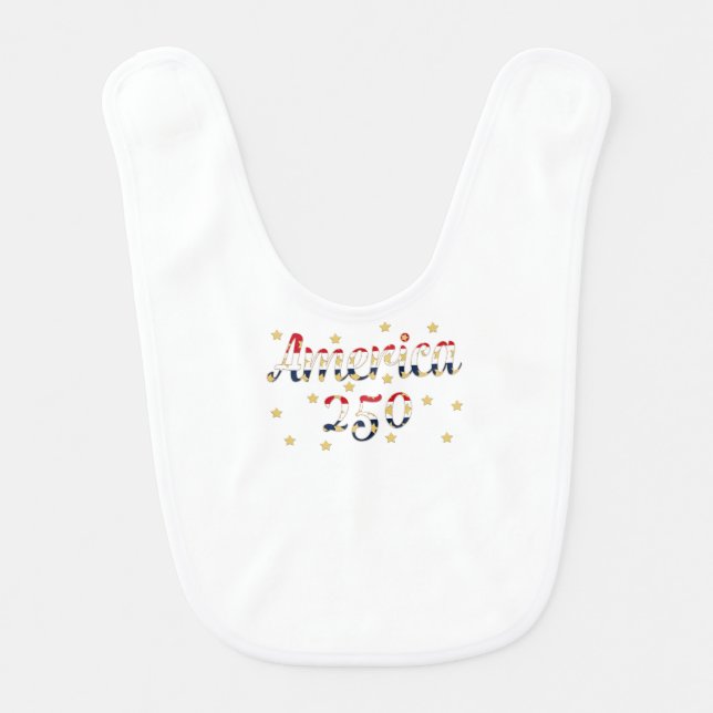 America 250 red white blue gold  baby bib (Front)