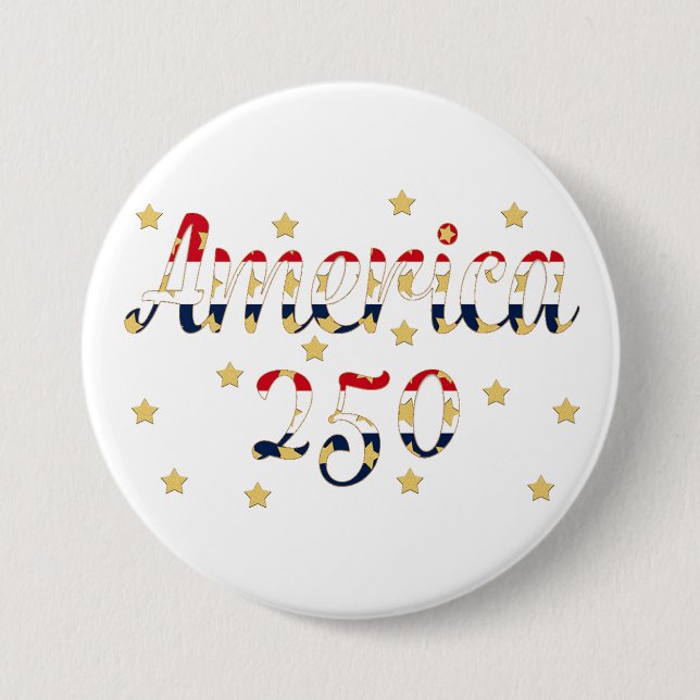 America 250  red white blue gold  button (Front)
