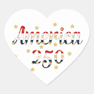 America 250 red white blue gold heart sticker