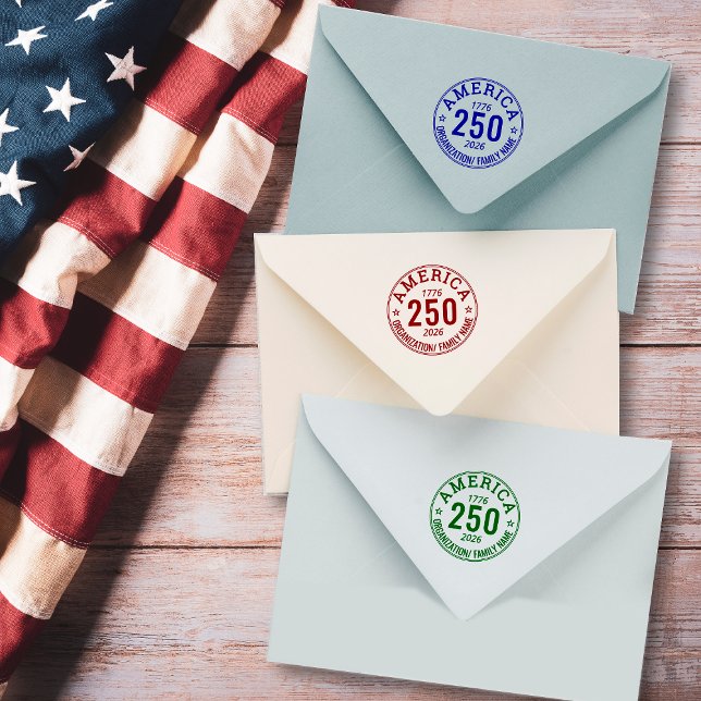America 250 Round Family Organization Business Rubber Stamp (America 250 Milestone Anniversary Family Organization Business Round Stamp Political Campaign )