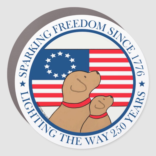 America 250 Sparking Freedom Short Sleeve Car Magnet (Front)