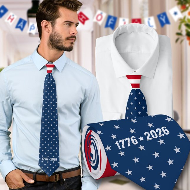America 250 Star Spangled Stripes 1776 2026 Neck Tie (Creator Uploaded)
