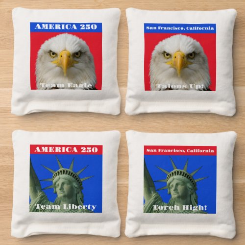 America 250 Team Eagle vs Team Liberty Patriotic Cornhole Bags