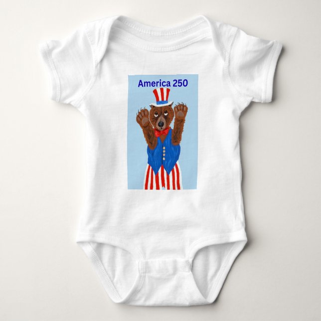  America 250 Uncle Sam Bear  Baby Bodysuit (Front)