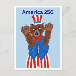 America 250 Uncle Sam Bear Invitation Postcard