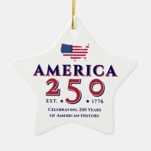 America 250 United States Patriotic Keepsake Gift Ceramic Ornament