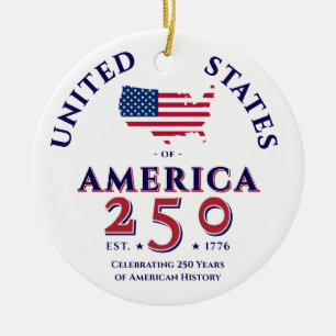 America 250 United States Patriotic Keepsake Gift Ceramic Ornament