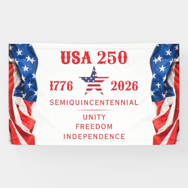 America 250 Unity Freedom Independence R Patriotic Banner (Horizontal)