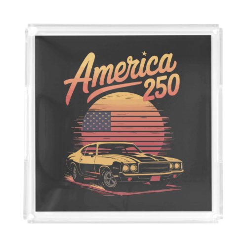 America 250 US Retro Sunset Acrylic Tray