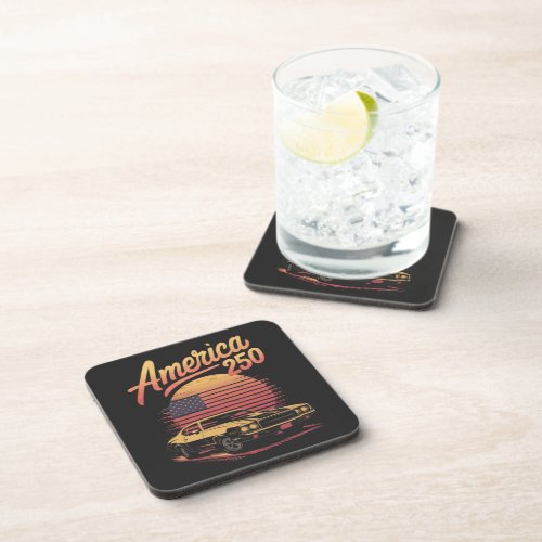 America 250 US Retro Sunset Beverage Coaster