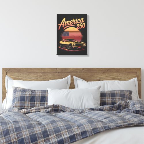 America 250 US Retro Sunset Canvas Print