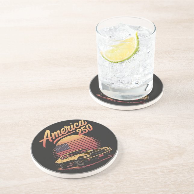 America 250 US Retro Sunset Coaster (Side)