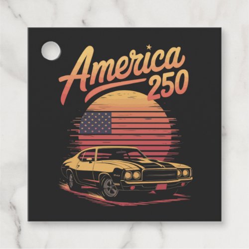 America 250 US Retro Sunset Favor Tags