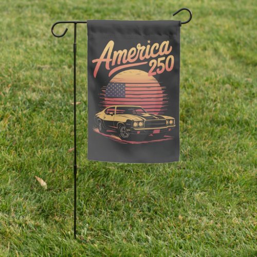 America 250 US Retro Sunset Garden Flag