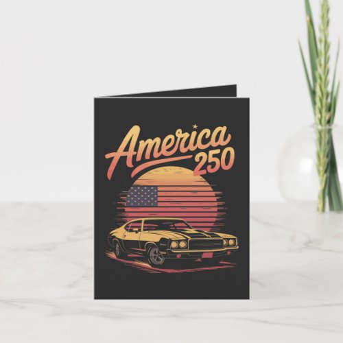 America 250 US Retro Sunset Holiday Card