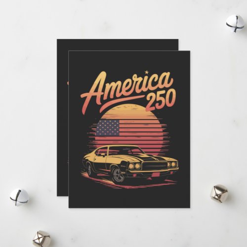 America 250 US Retro Sunset Holiday Card