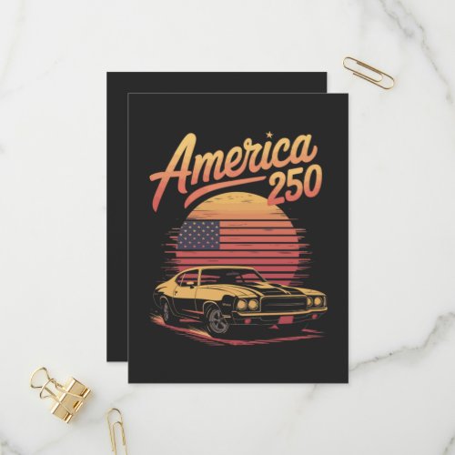 America 250 US Retro Sunset Invitation Postcard