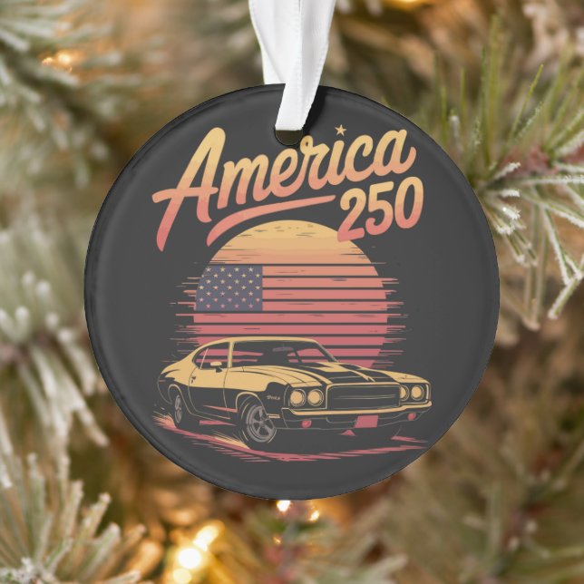 America 250 US Retro Sunset Ornament (Tree)