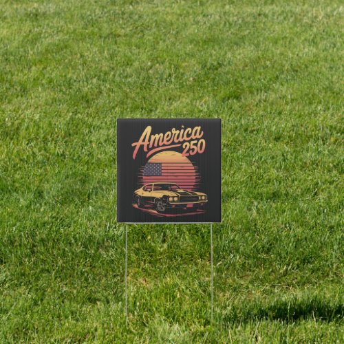 America 250 US Retro Sunset Sign
