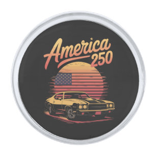 America 250 US Retro Sunset Silver Finish Lapel Pin